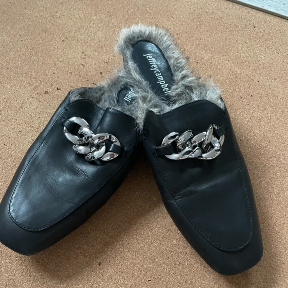 Jeffrey‎ Campbell Ravis Faux Fur Mules Women’s Size 7.5 Slip-On Flats